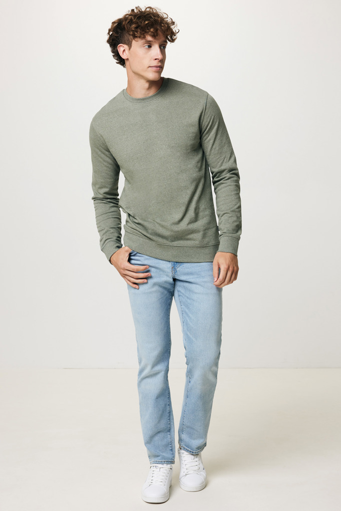 Denali recycled cotton crew neck undyed, heather green