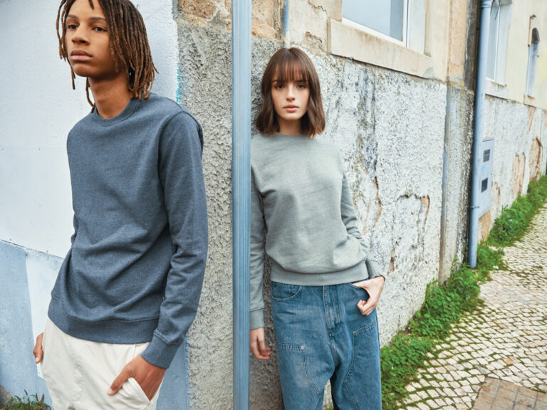 Denali recycled cotton crew neck undyed, heather green