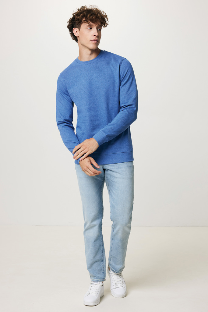 Denali sweatshirt i återvunnen ofärgad bomull, heather blue