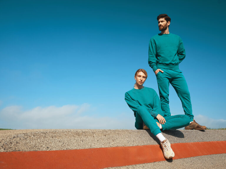 Sweater à col rond en coton recyclé Kruger, verdigris