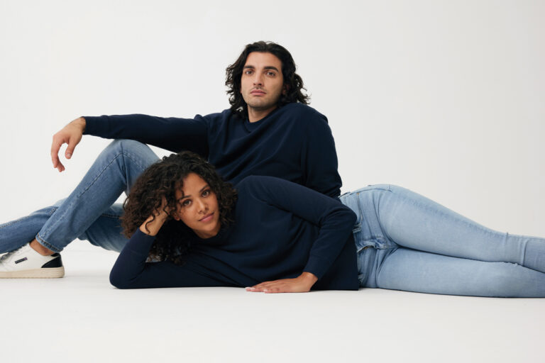 Felpa girocollo leggera Etosha in cotone riciclato, blu navy