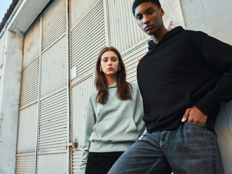 Yoho recycled cotton relaxed hoodie, black