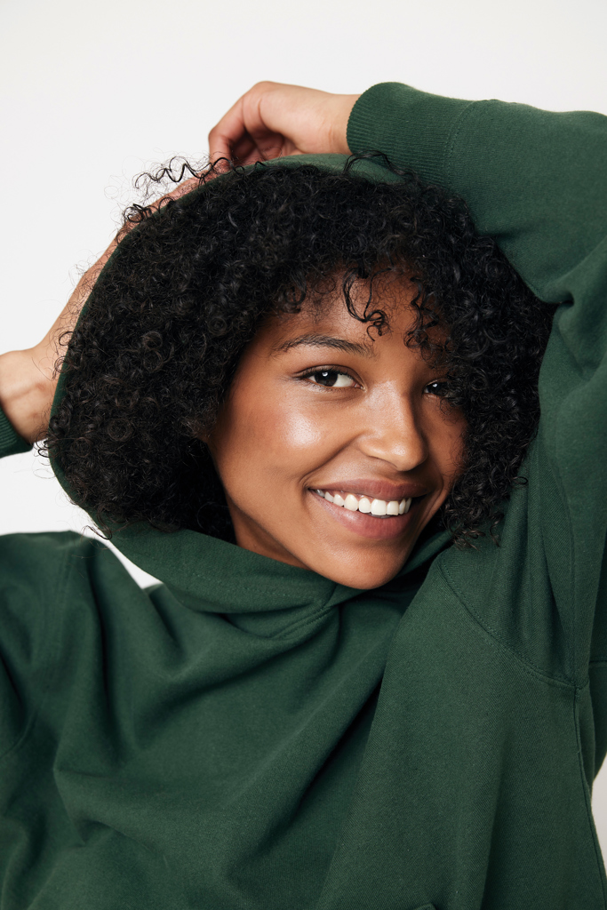 Yoho gerecycled katoen relaxed hoodie, forest green