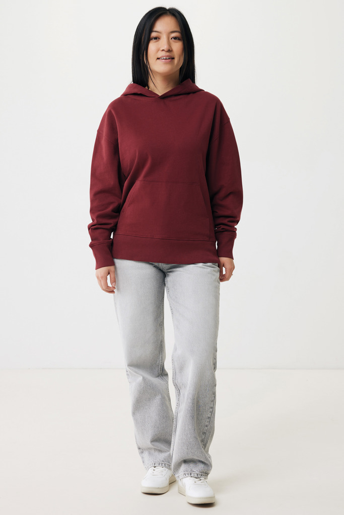 Felpa con capuccio Yoho in cotone riciclato, rosso bordeaux