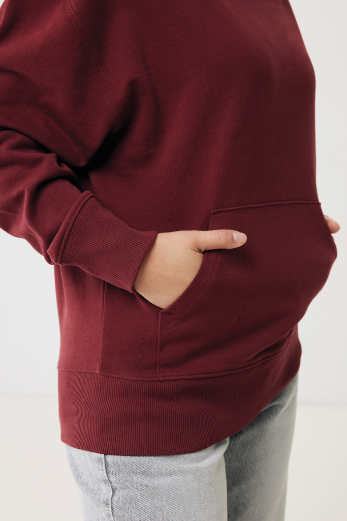 Felpa con capuccio Yoho in cotone riciclato, rosso bordeaux