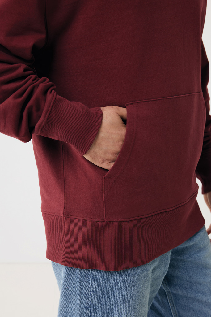 Felpa con capuccio Yoho in cotone riciclato, rosso bordeaux