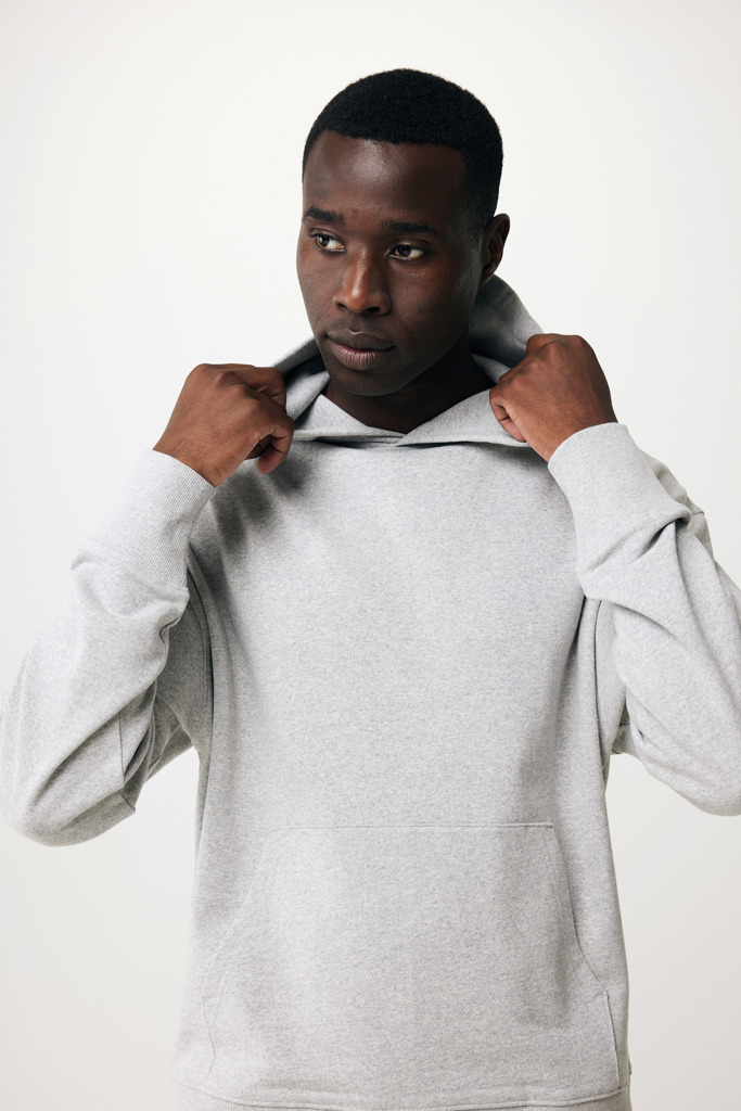 Sweat à capuche en coton recyclé Yoho, heather grey