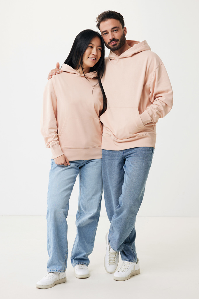 Felpa con capuccio Yoho in cotone riciclato, peach nectar