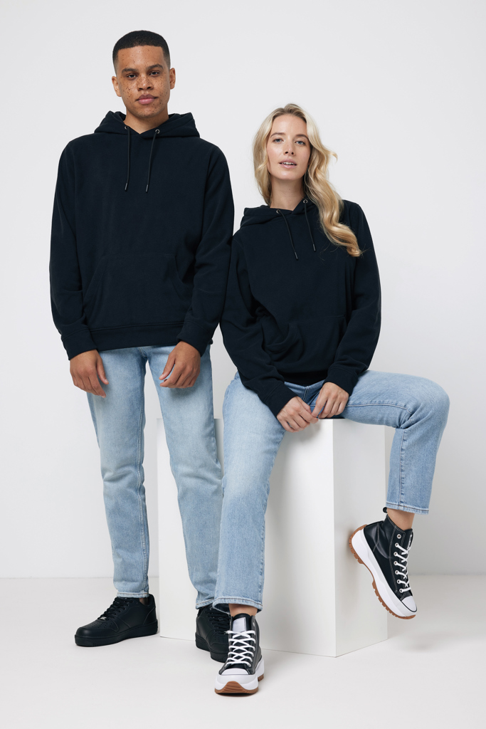 Felpa con cappuccio Trivor in micropile rPET, nero