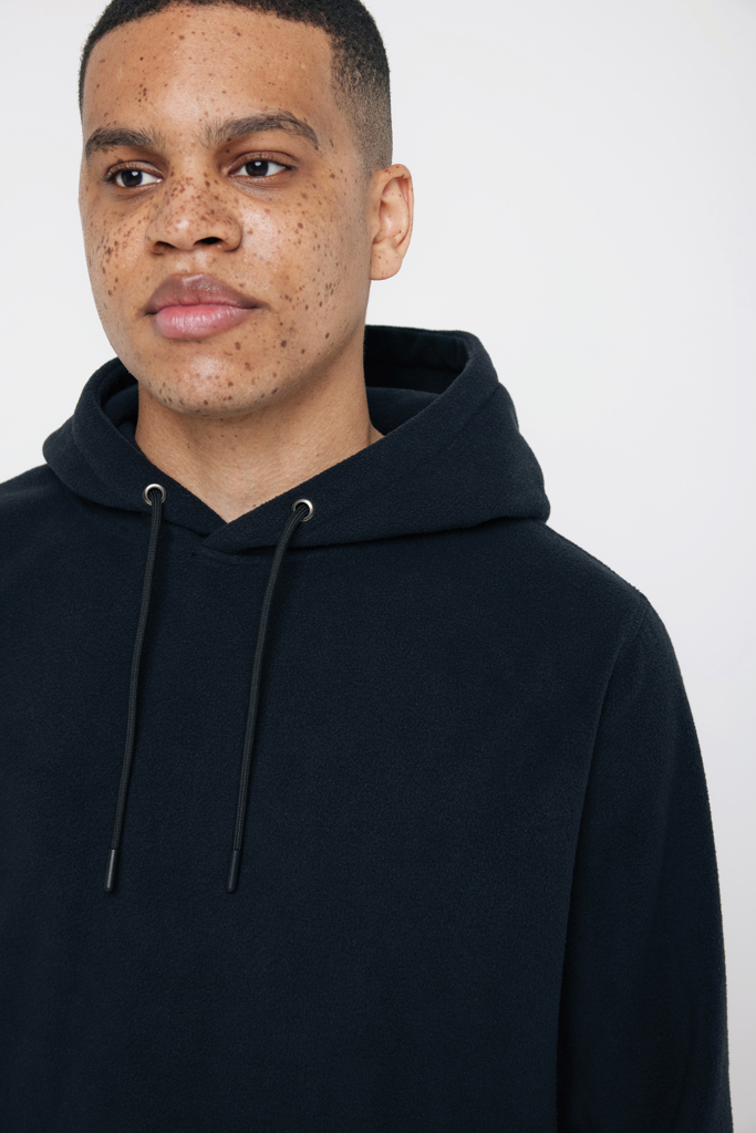 Felpa con cappuccio Trivor in micropile rPET, nero