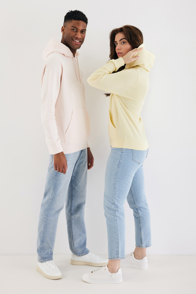 Rila lightweight recycled cotton hoodie, cream yellow