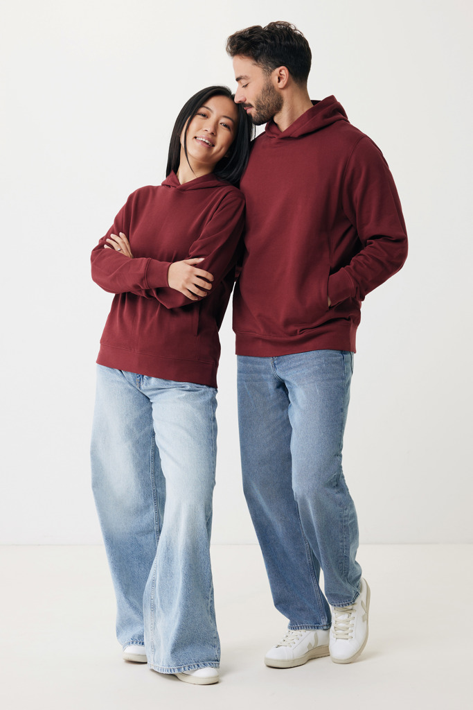 Yengo recycled katoen hoodie met steekzakken, bordeauxrood