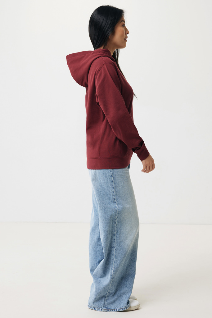Yengo recycled katoen hoodie met steekzakken, bordeauxrood