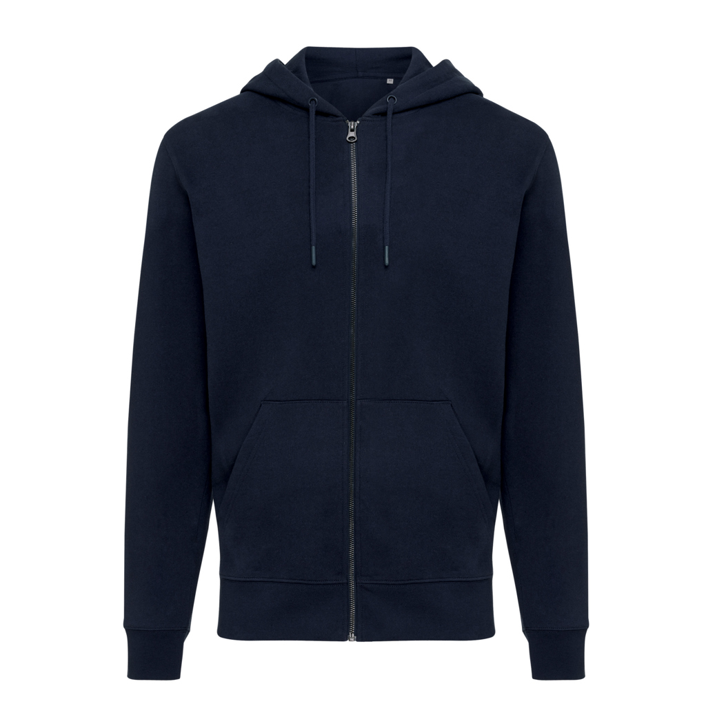 Abisko recycled cotton zip through hoodie, navy