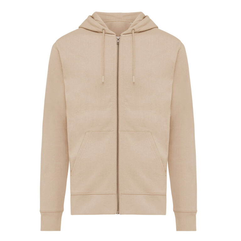 Abisko recycled cotton zip through hoodie, desert