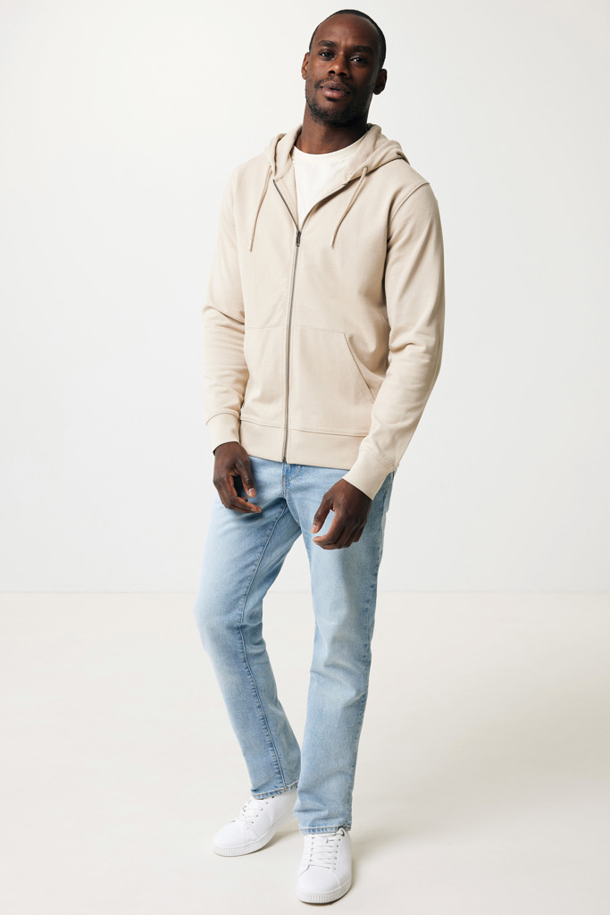 Abisko recycled cotton zip through hoodie, desert
