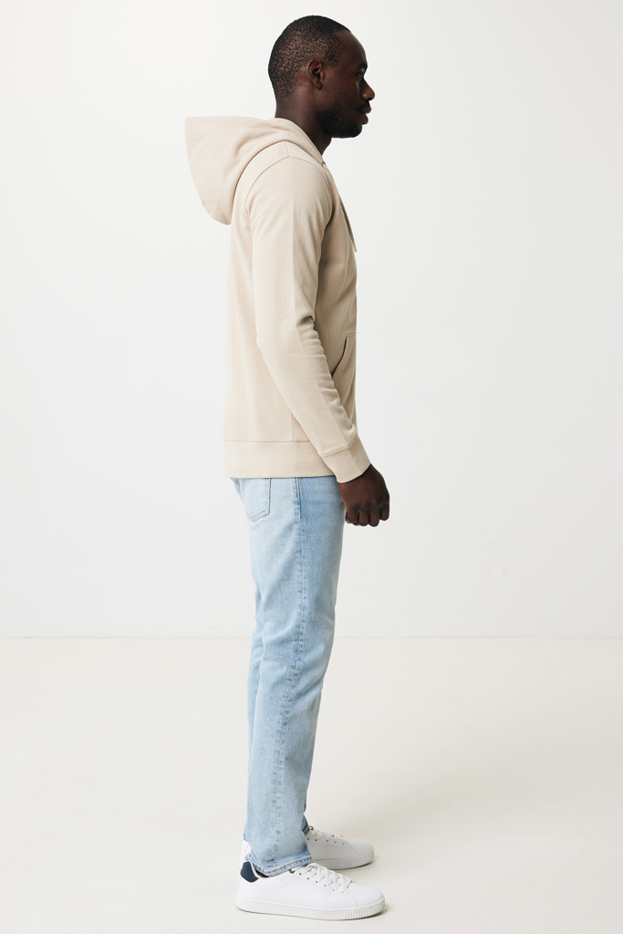 Abisko recycled cotton zip through hoodie, desert