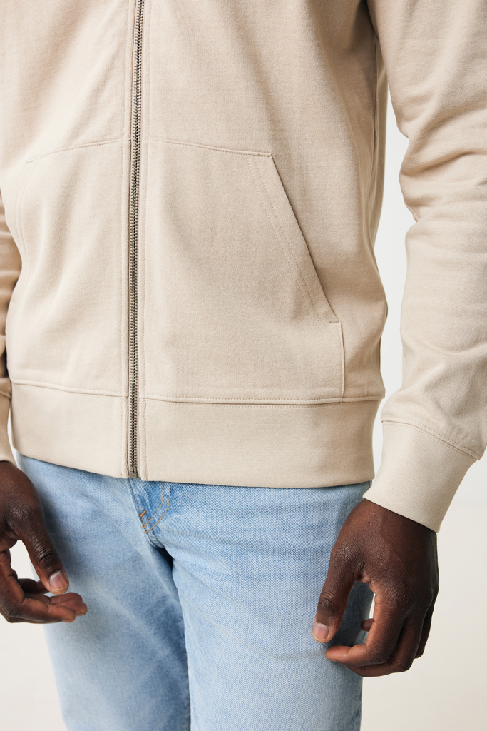 Abisko recycled cotton zip through hoodie, desert