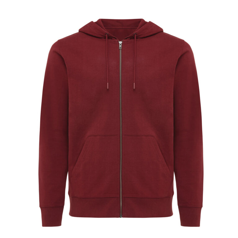 Sweat à capuche avec zip en coton recyclé Abisko, rouge bord