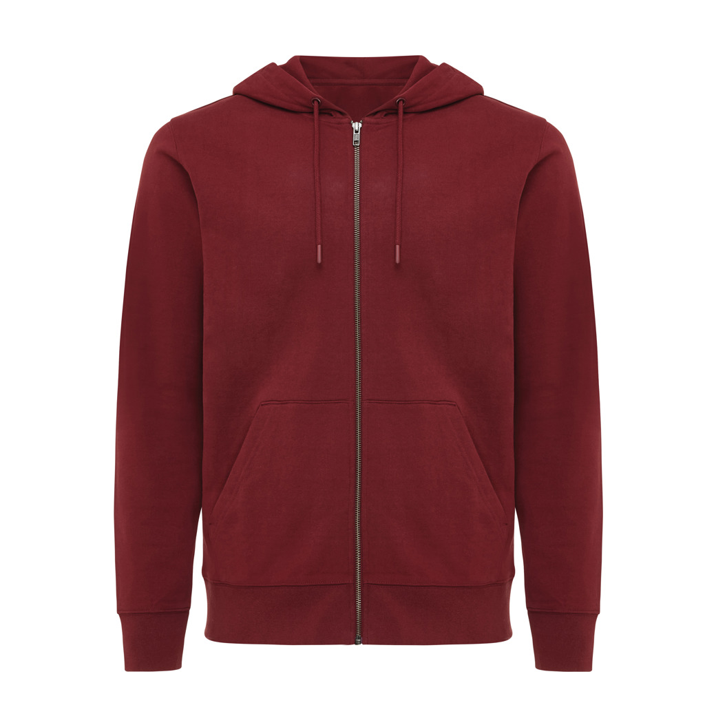 Felpa con cappuccio Abisko in cotone riciclato e zip, rosso
