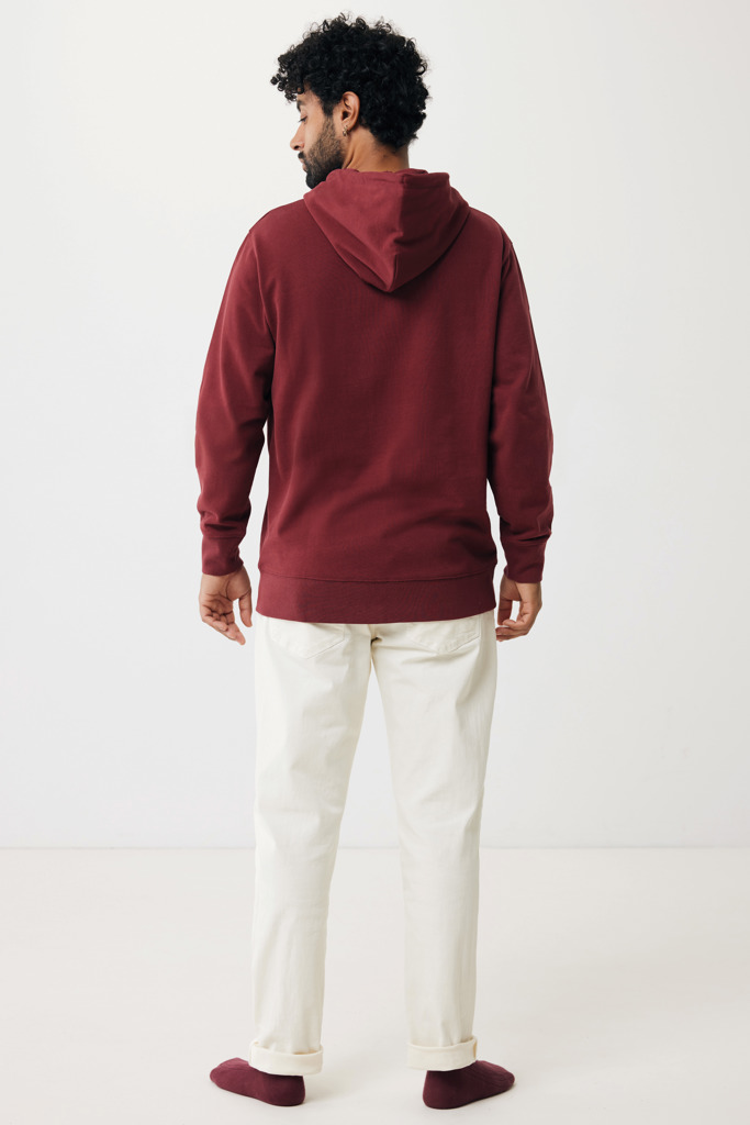 Sweat à capuche avec zip en coton recyclé Abisko, rouge bord