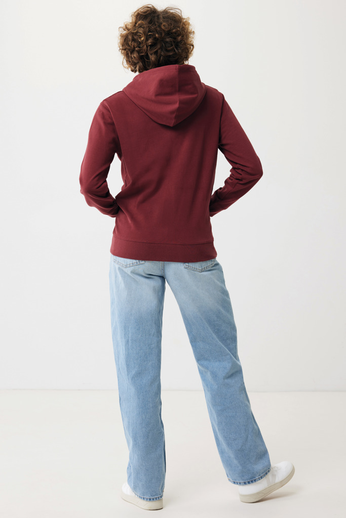 Sweat à capuche avec zip en coton recyclé Abisko, rouge bord