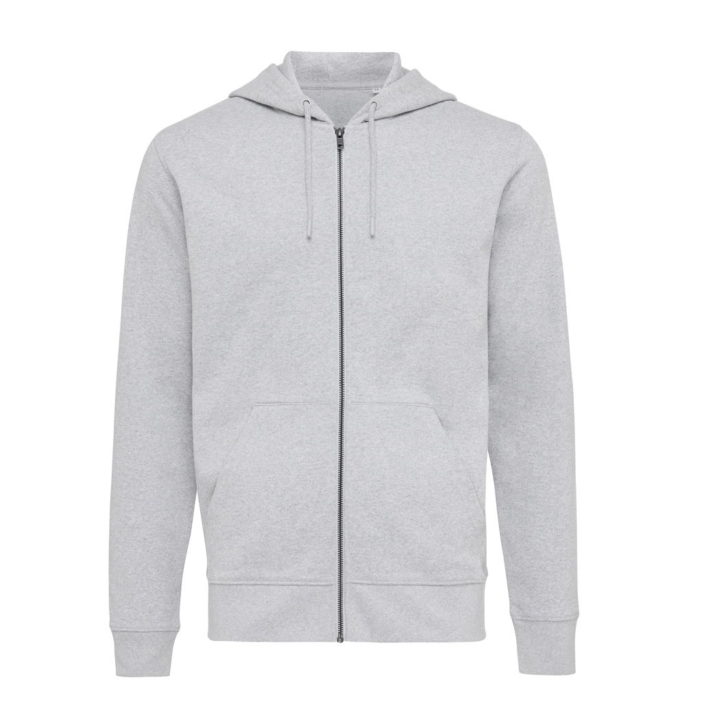 Abisko recycled cotton zip through hoodie, heather grey