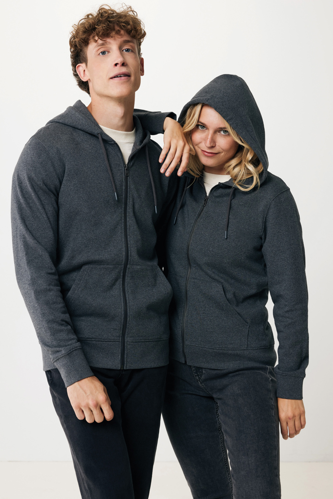 Abisko gerecycled katoen hoodie met rits, heather anthracite