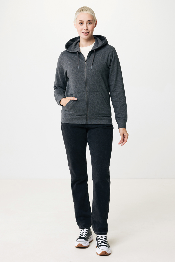 Abisko gerecycled katoen hoodie met rits, heather anthracite