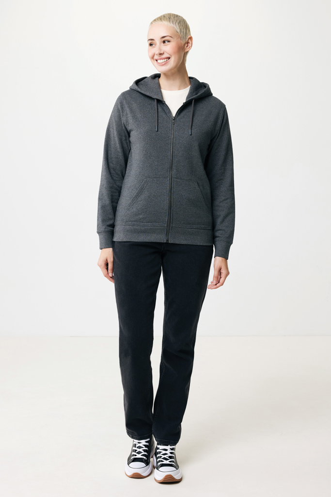 Abisko gerecycled katoen hoodie met rits, heather anthracite