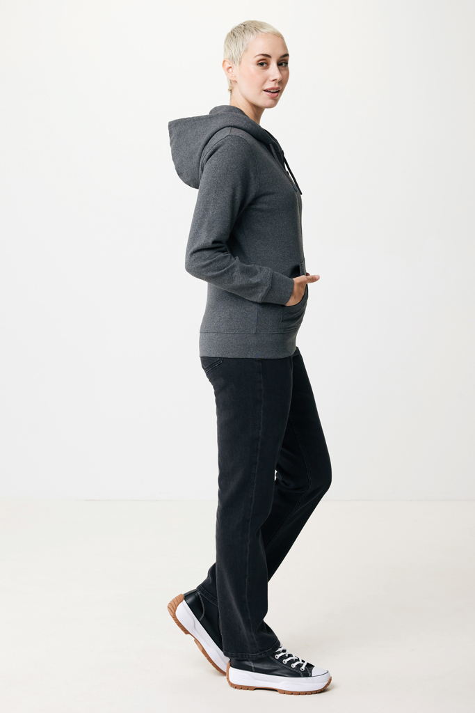 Abisko gerecycled katoen hoodie met rits, heather anthracite
