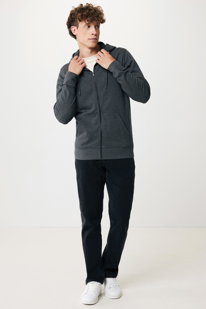 Abisko gerecycled katoen hoodie met rits, heather anthracite