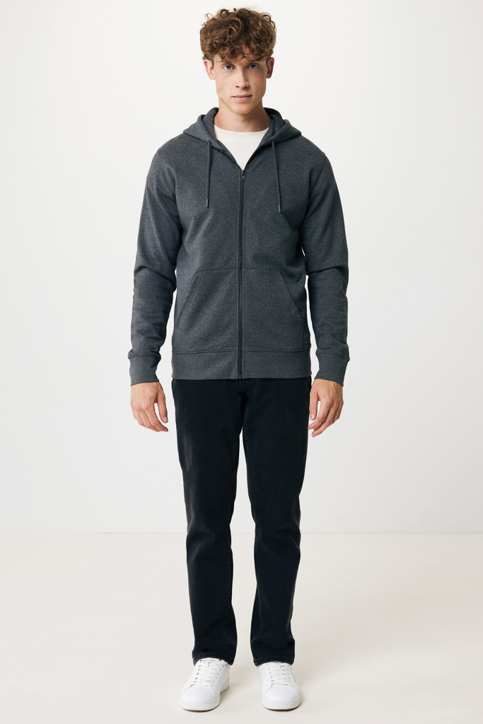Abisko gerecycled katoen hoodie met rits, heather anthracite
