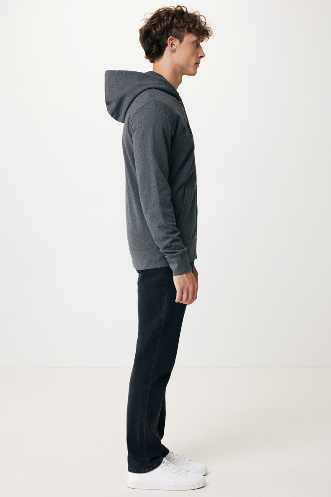 Abisko gerecycled katoen hoodie met rits, heather anthracite
