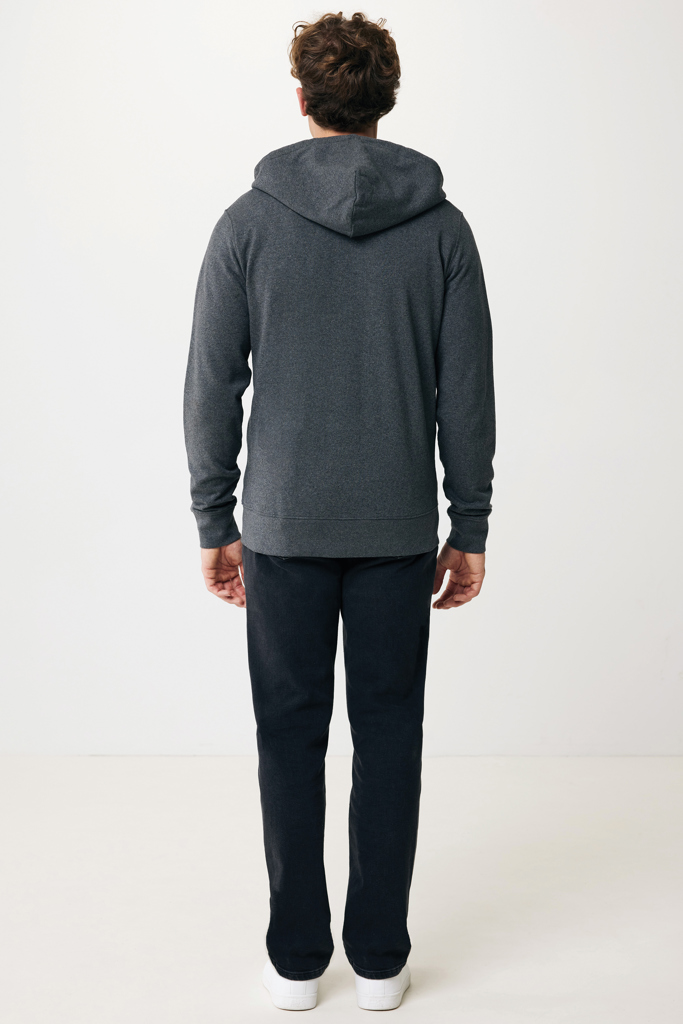 Abisko gerecycled katoen hoodie met rits, heather anthracite