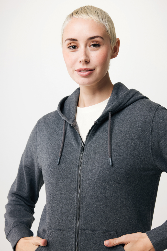 Abisko gerecycled katoen hoodie met rits, heather anthracite