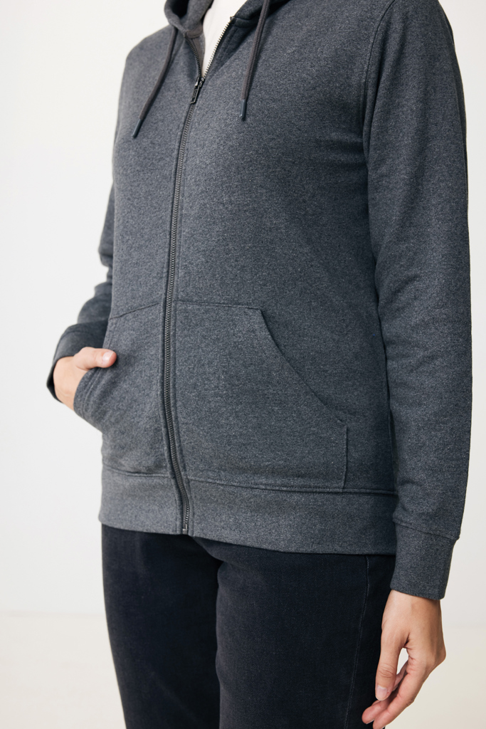 Abisko gerecycled katoen hoodie met rits, heather anthracite