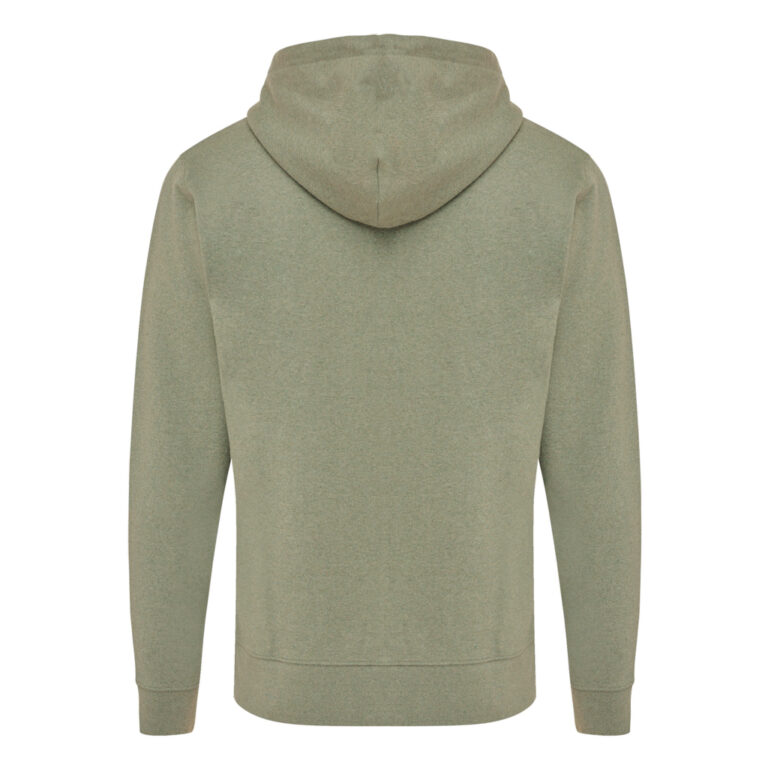 Abisko recycled cotton zip through hoodie, heather green