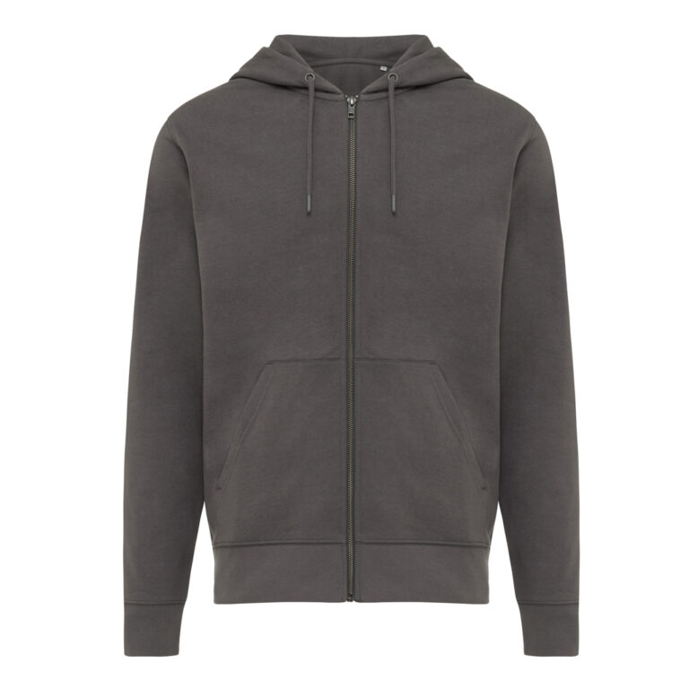 Sweat à capuche avec zip en coton recyclé Abisko, antracite