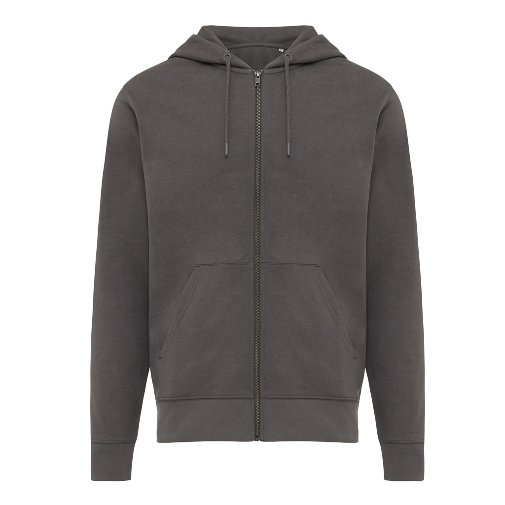 Sweat à capuche avec zip en coton recyclé Abisko, antracite