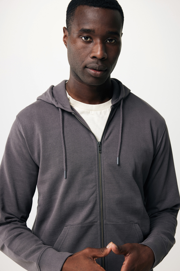 Sweat à capuche avec zip en coton recyclé Abisko, antracite
