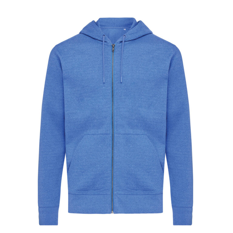 Abisko hoodie med dragkedja i återvunnen bomull, heather blu
