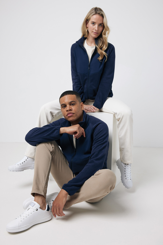Talung recycled polyester microfleece zip through, navy