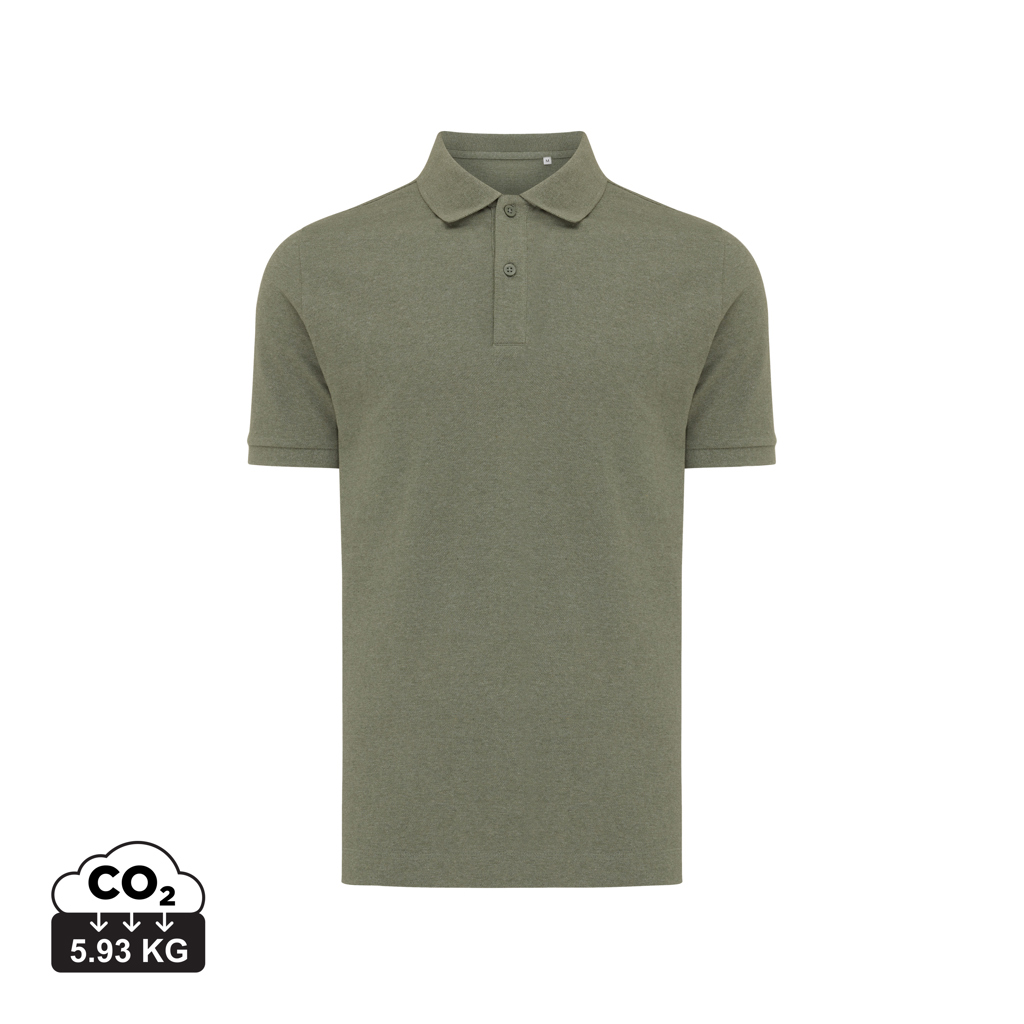 Polo Yosemite in cotone piquet riciclato, heather green