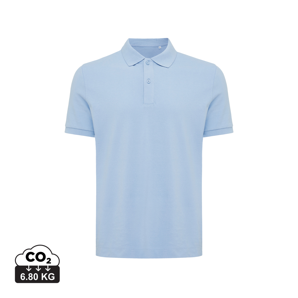 Yosemite recycled cotton pique polo, sky blue