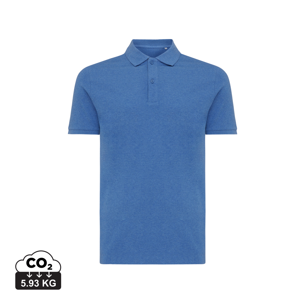 Polo Yosemite in cotone piquet riciclato, heather blue