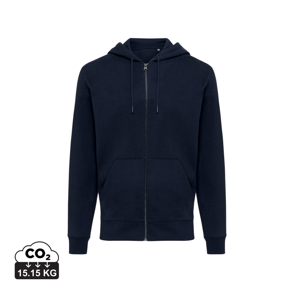 Felpa con cappuccio Abisko in cotone riciclato e zip, blu na