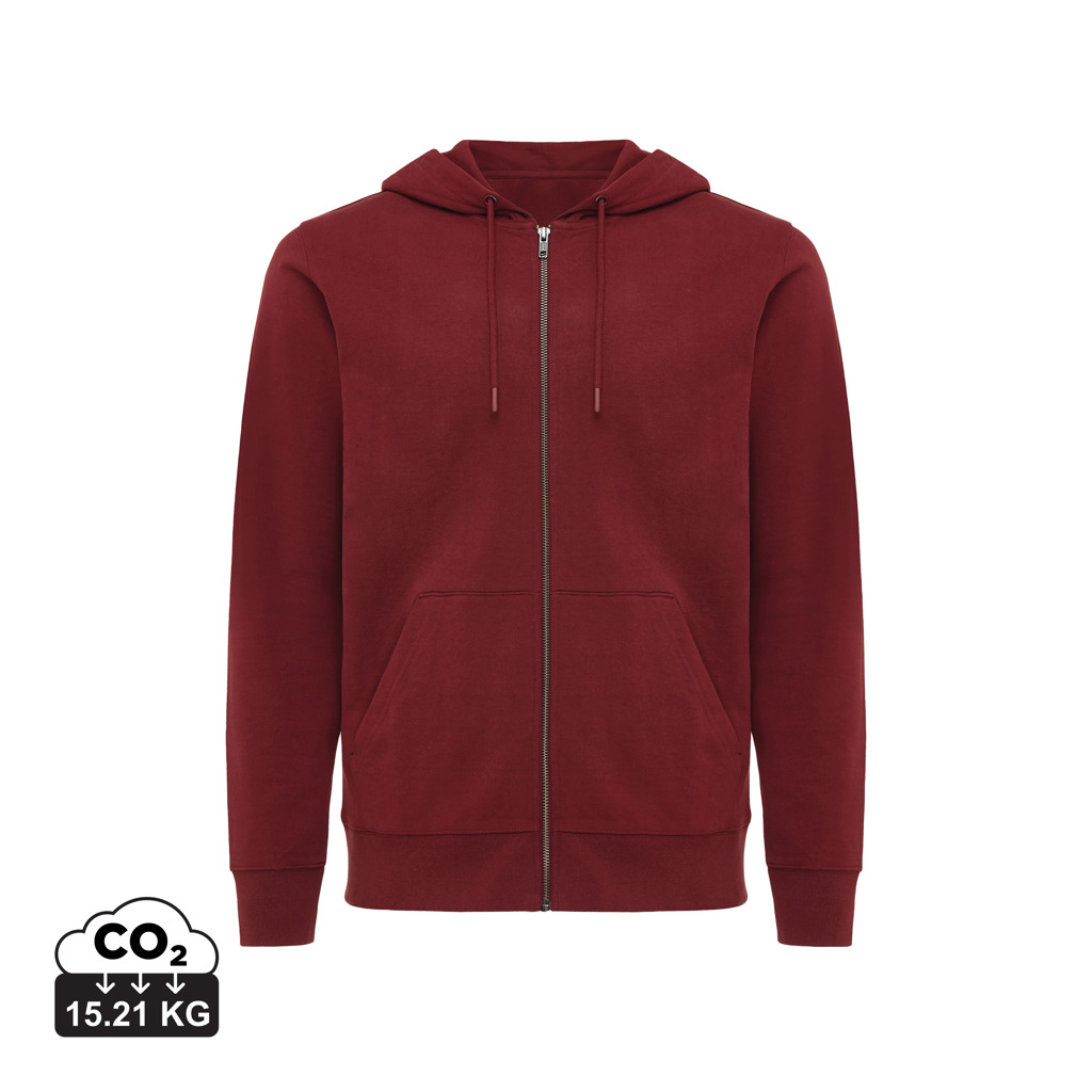 Felpa con cappuccio Abisko in cotone riciclato e zip, rosso
