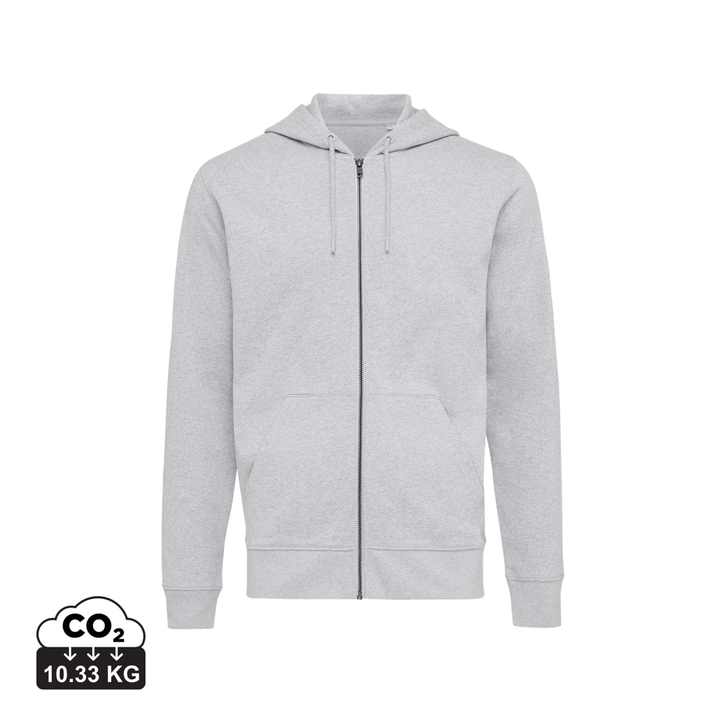 Abisko recycled cotton zip through hoodie, heather grey