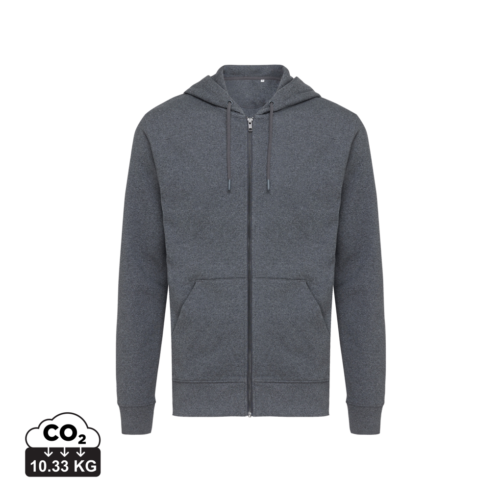Abisko recycled cotton zip through hoodie, heather anthracit